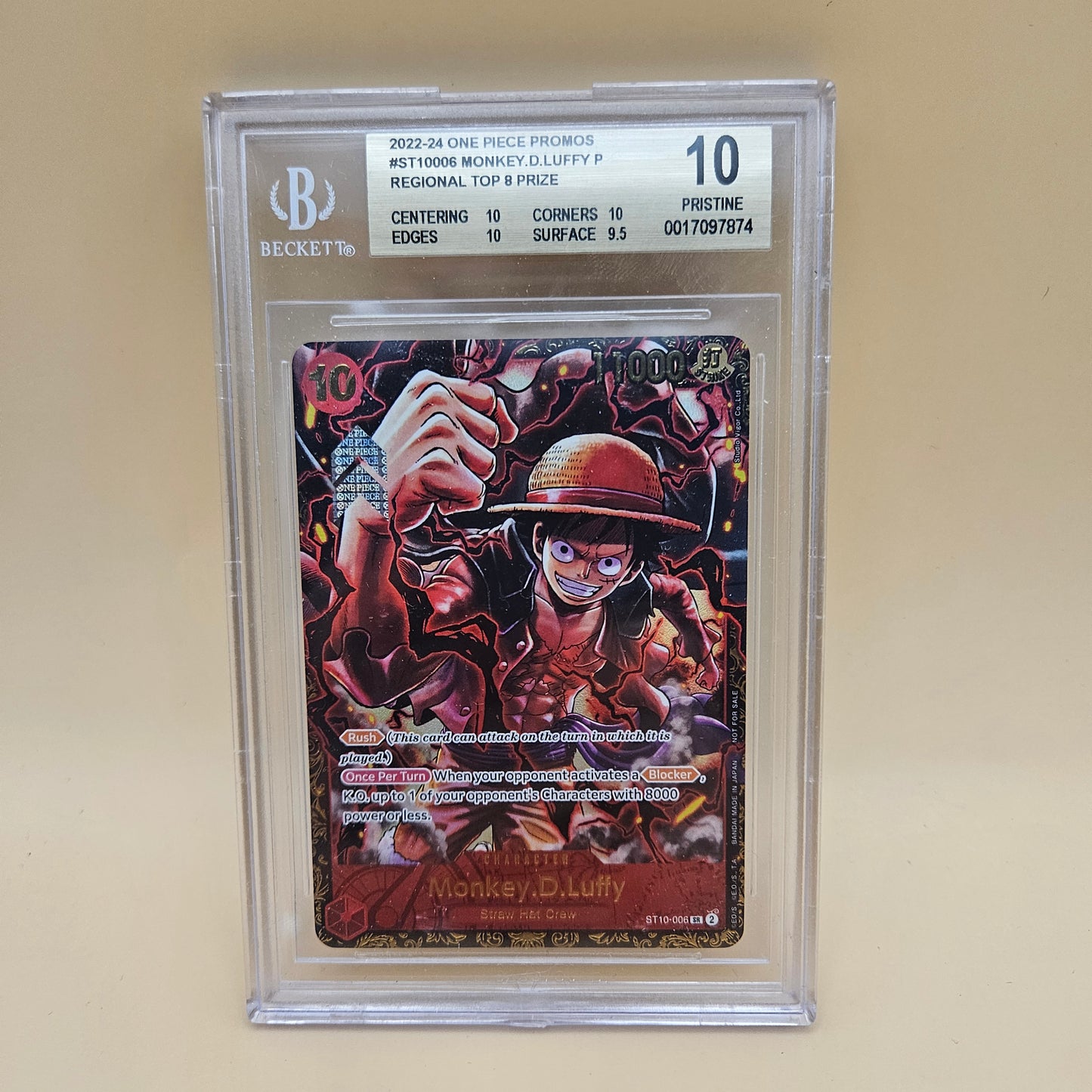 2022-2024 one piece promo st10006 luffy regional top 8 ptize